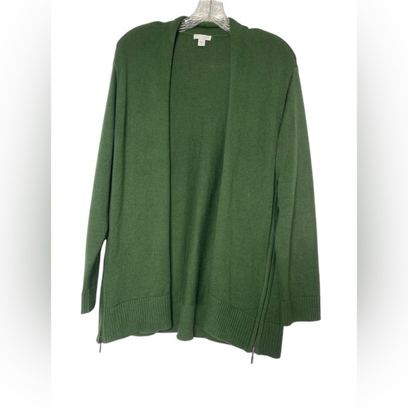 J. Jill Sweaters - J JILL Olive green open long SOFT cardigan with side decorative zipper size-M
